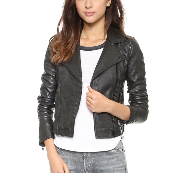 Madewell perfect leather Moto jacket true black, size XS - Picture 1 of 15